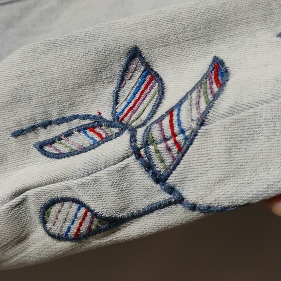 FDA French Dressing Embroidered Jeans W Colorful Leaves Sz.10 Gently Worn - Picture 5 of 14